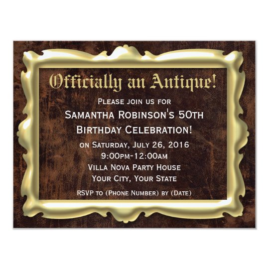Officially an Antique Birthday Party Invitations