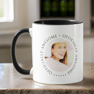 Officially Awesome Modern Simple Birthday Photo Mug