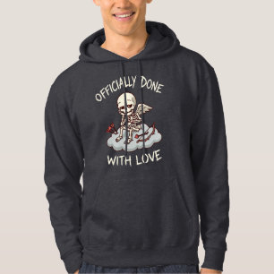 Officially Done With Love Skeleton Cupid Design Hoodie
