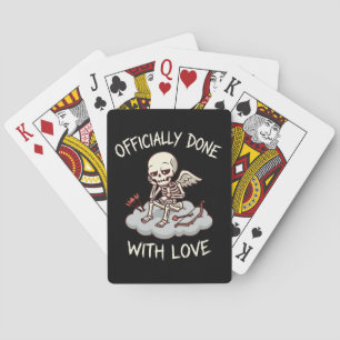 Officially Done With Love Skeleton Cupid Design Playing Cards
