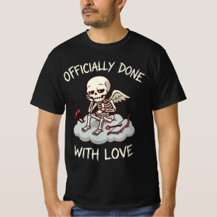 Officially Done With Love Skeleton Cupid Design T-Shirt