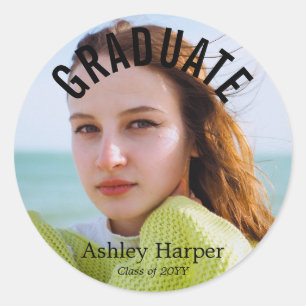 Officially Graduate Add Your Photo Custom  Classic Round Sticker