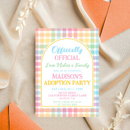 Officially Official Pastel Plaid Adoption Party Invitation