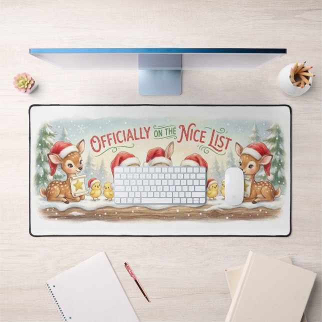 Officially On The Nice List – Cute Woodland Christ Desk Mat (Office 1)