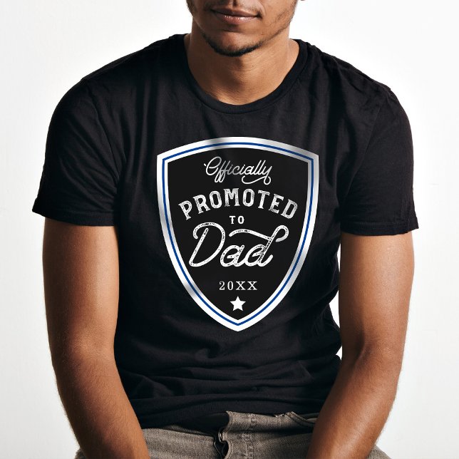 Officially Promoted to Dad Blue Shield Badge T-Shirt (Creator Uploaded)