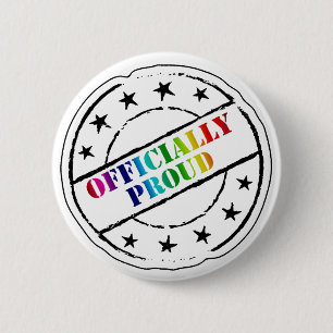 "Officially Proud" gay pride 6 Cm Round Badge