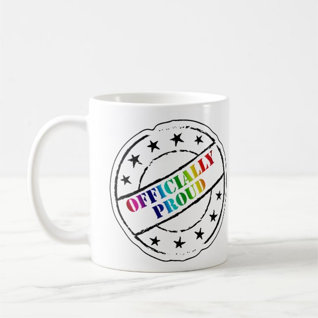 "Officially Proud" gay pride  Coffee Mug (Left)