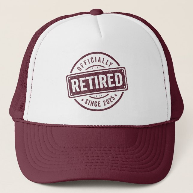Officially Retired 2025 Retirement Men Women Humou Trucker Hat (Front)
