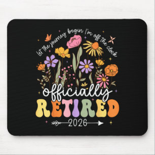 Officially Retired 2026 Floral Retirement Women Mouse Pad