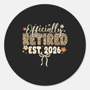 Officially retired 2026 retirement leopard bow classic round sticker