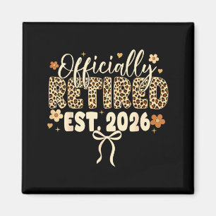 Officially retired 2026 retirement leopard bow magnet
