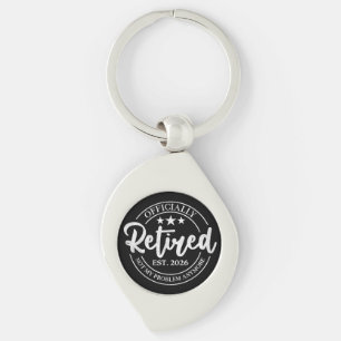 Officially Retired 2026 White Badge Not My Problem Key Ring