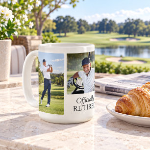 Officially Retired 3 Photo Collage Retirement Coffee Mug