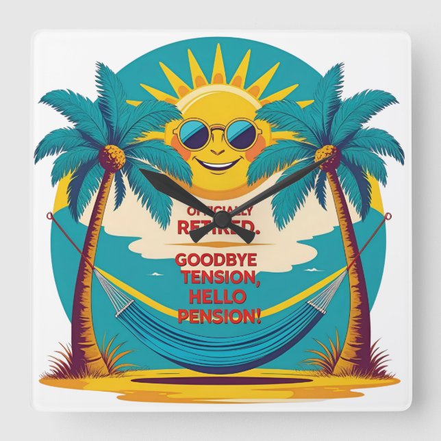Officially Retired Funny Retirement Shirt Square Wall Clock (Front)