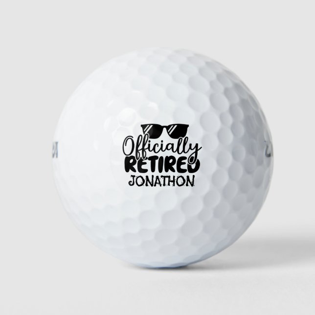 Officially Retired Personalised Name Retirement  Golf Balls (Front)