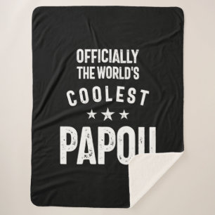 Officially The World's Coolest Papou   Father Gift Sherpa Blanket