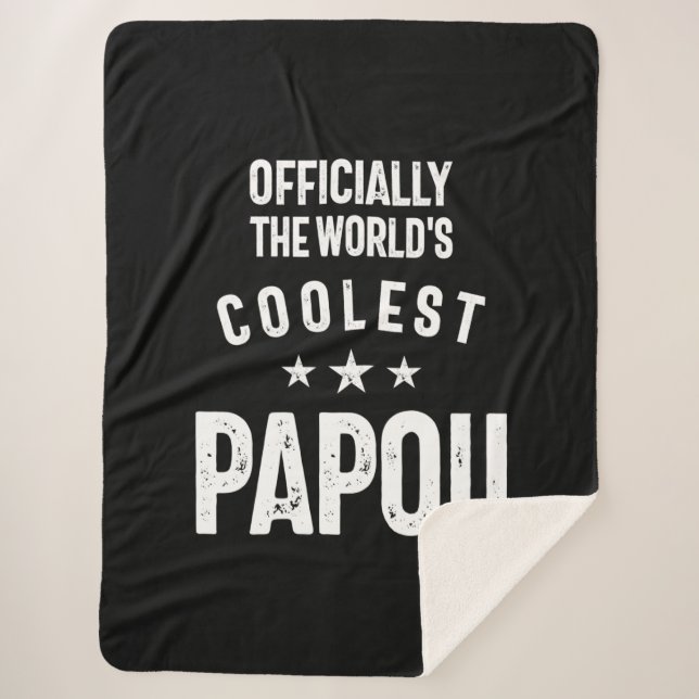 Officially The World's Coolest Papou | Father Gift Sherpa Blanket (Front)