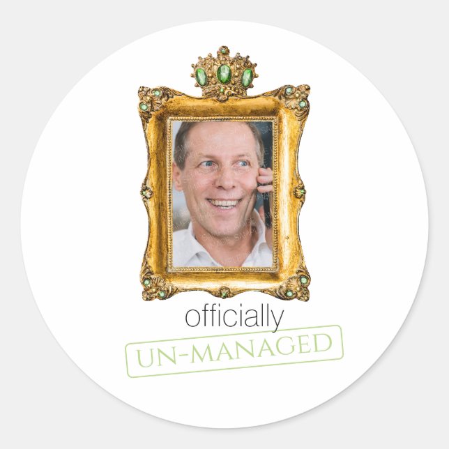 officially unmanaged classic round sticker (Front)