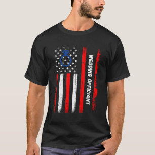 Officiant Wedding Proposal Distressed American Fla T-Shirt