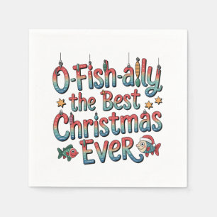 Offishally Best Christmas Ever Fishing Christmas Napkin