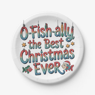 Offishally Best Christmas Ever Fishing Christmas  Paper Plate