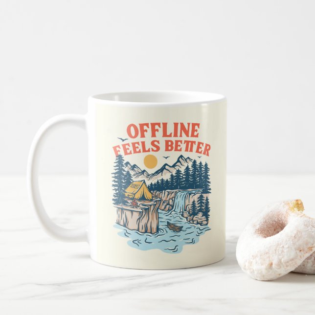 Offline Feels Better Coffee Mug (With Donut)