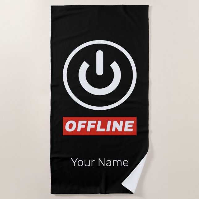 Offline Power Button To Relax Chill Or Switch Off Beach Towel (Front)