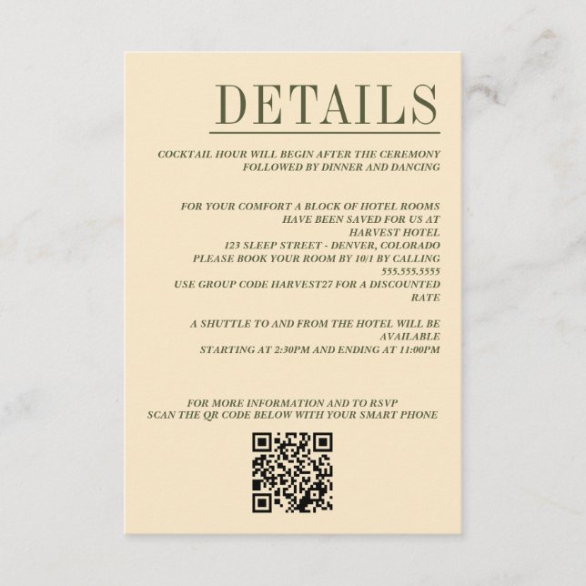 Offroad Canyon Couple QR Code and Details Enclosure Card (Front)