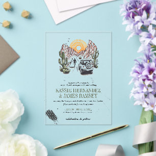 Offroad Canyon Couple Wedding Acrylic Invitations