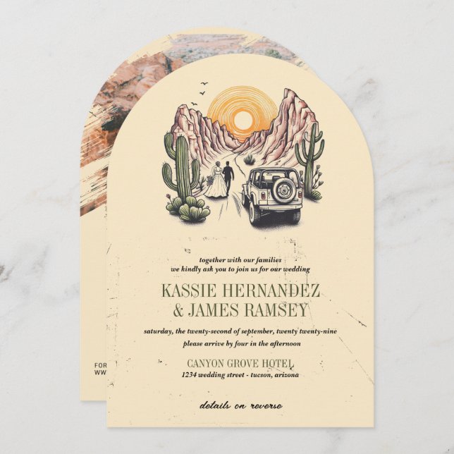 Offroad Canyon Couple Wedding Invitation (Front/Back)