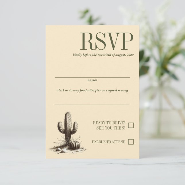 Offroad Canyon Couple Wedding RSVP Card (Standing Front)