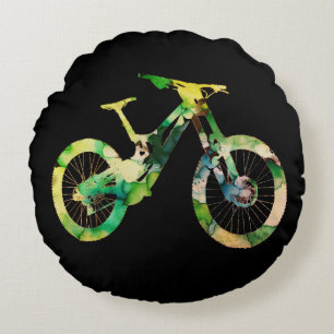  Offroad Downhill  Sport Xtreme Watercolor Art  Round Cushion