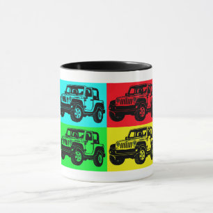 Offroad vehicle pop art mug