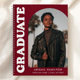 Offset Arch Burgundy Photo Graduation Guest Book