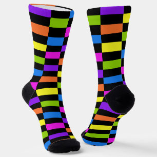 Offset Blocks, Black and Bright Colours Geometric Socks