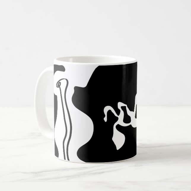 Offset Chamber: Abstract Black, White & Red Coffee Mug (Front Left)