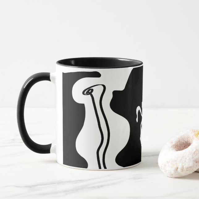 Offset Chamber: Abstract Black, White & Red Mug (With Donut)