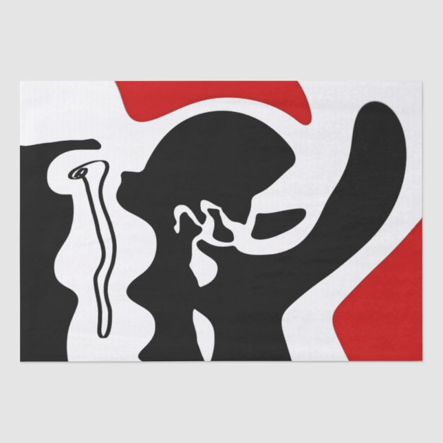 Offset Chamber: Abstract Black, White & Red Tissue Paper (Front)