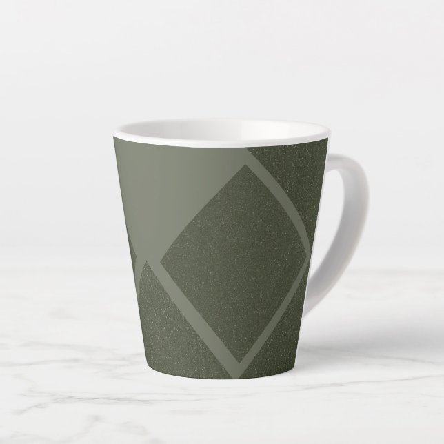 Offset Diamond Moss Green Latte Mug – Custom (Right Angle)
