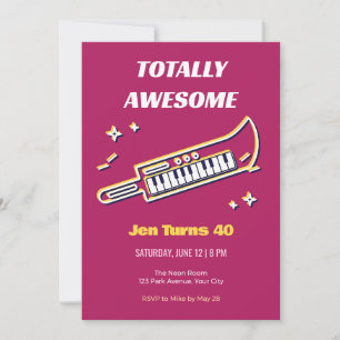 Offset Neon Keytar 80s 40th Birthday Invitation
