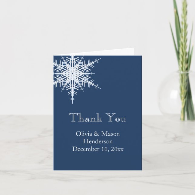 Offset Snowy Blue Thank You Card (Front)