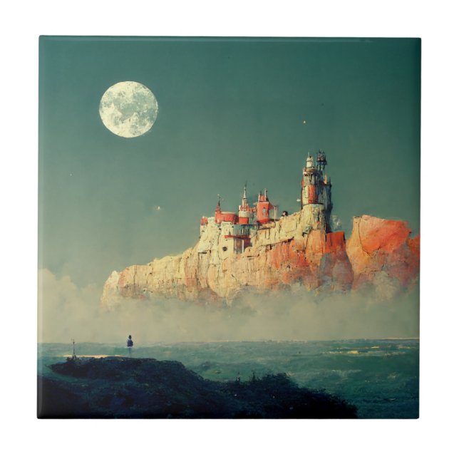 Offshore Citadel Fantasy Sci-Fi Ceramic Tile (Front)