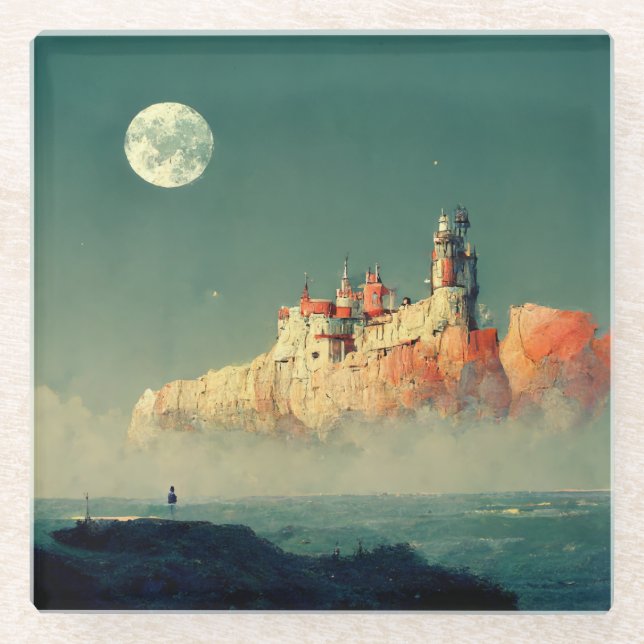 Offshore Citadel Fantasy Sci-Fi Glass Coaster (Front)