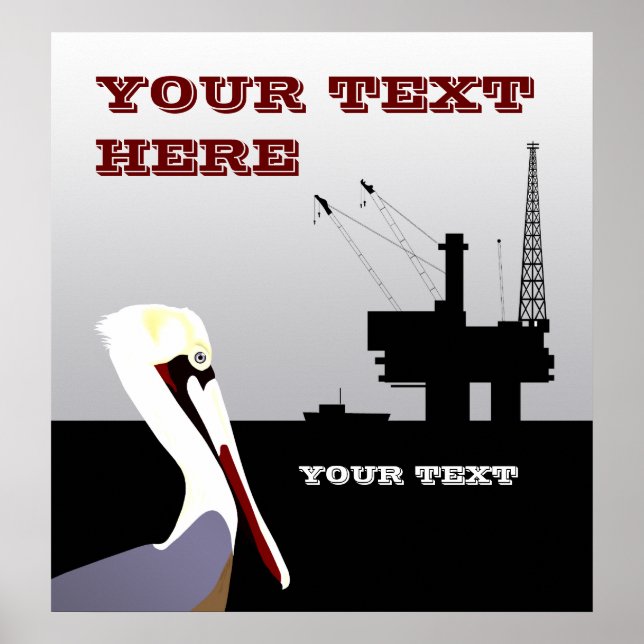 Offshore Oil and Pelican Poster Template (Front)