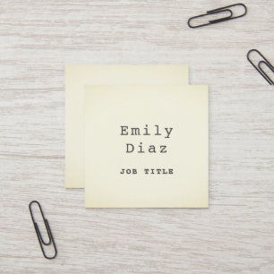 Offwhite Vintage Plain Typewriter Square Business Card
