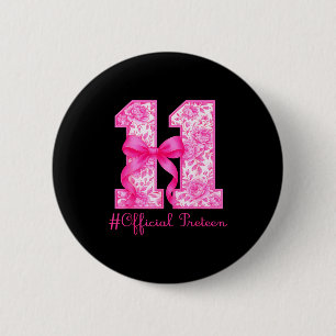 Oficial Preteen 11th Birthday Girl Pink Coquette B 6 Cm Round Badge