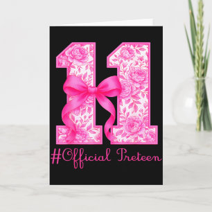 Oficial Preteen 11th Birthday Girl Pink Coquette B Card