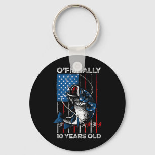Ofishally 10 Year Old Shirt 10th Birthday Fishing  Key Ring