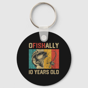 Ofishally 10 Years Old Funny Fishing Birthday Fish Key Ring
