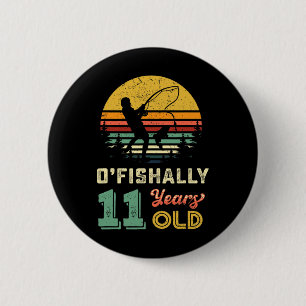 Ofishally 11 Year Old Fishing 11th Birthday Party 6 Cm Round Badge